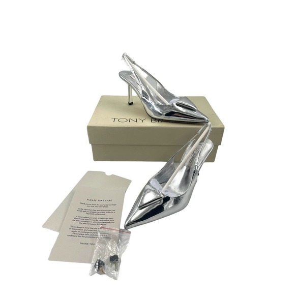 Tony Bianco Bertie Slingback Pump in Silver Shine Sz 5 New - Picture 3 of 12